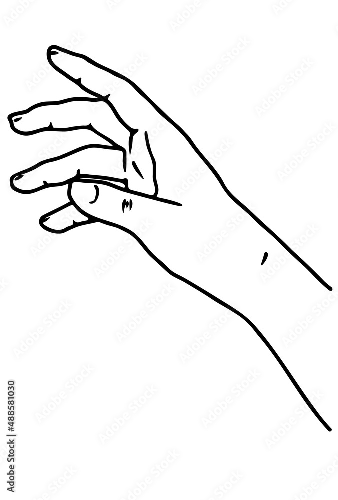 Hand line outline hand drawn art with white background. Vector illustration Hand line outline hand drawn art with white background. Vector illustration