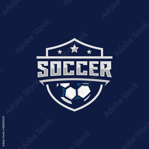 Soccer team emblem logo design vector illustration