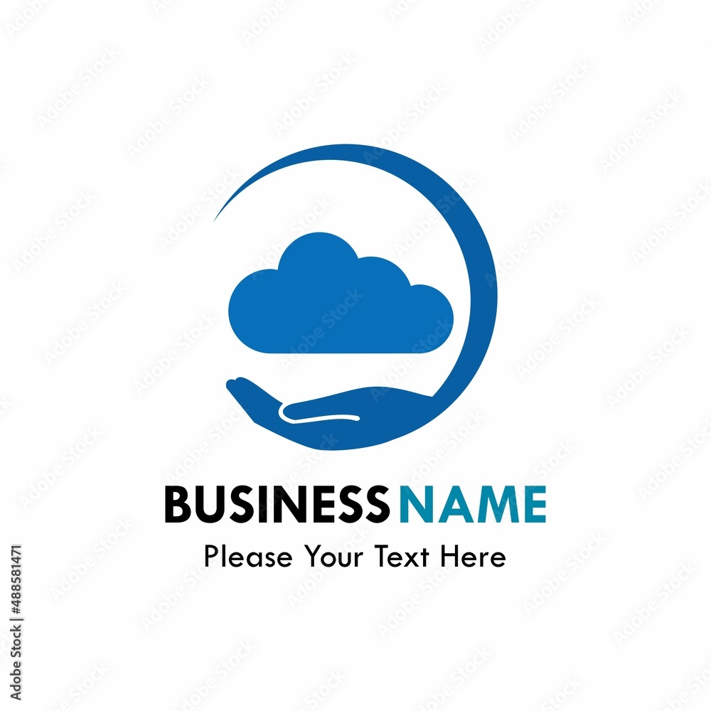 Cloud care logo template illustration. there are cloud with hand Cloud care logo template illustration. there are cloud with hand