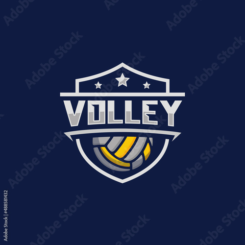 Volleyball team emblem logo design vector illustration