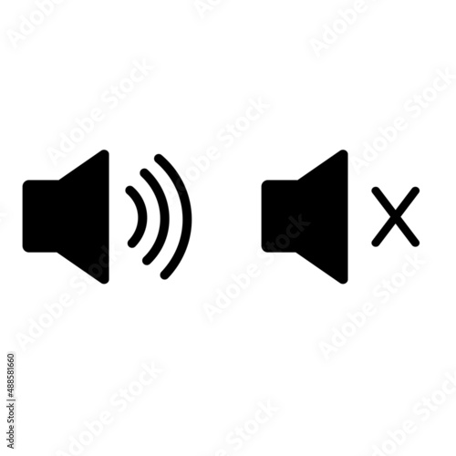 Set of speaker icons. Media music icon isolated on white background. An icon that increases and decreases the volume.