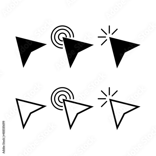 Ensemble de curseur de clic de souris. Cliquez sur l'icône. Ensemble de pointeur de souris. Curseur flèche. Illustration vectorielle 