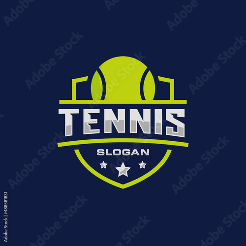 Tennis emblem logo design vector illustration