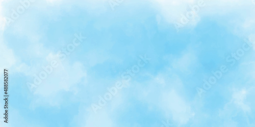 Watercolor illustration art abstract blue color texture background, clouds and sky pattern. Beautiful air sunlight with cloud scape colorful.
