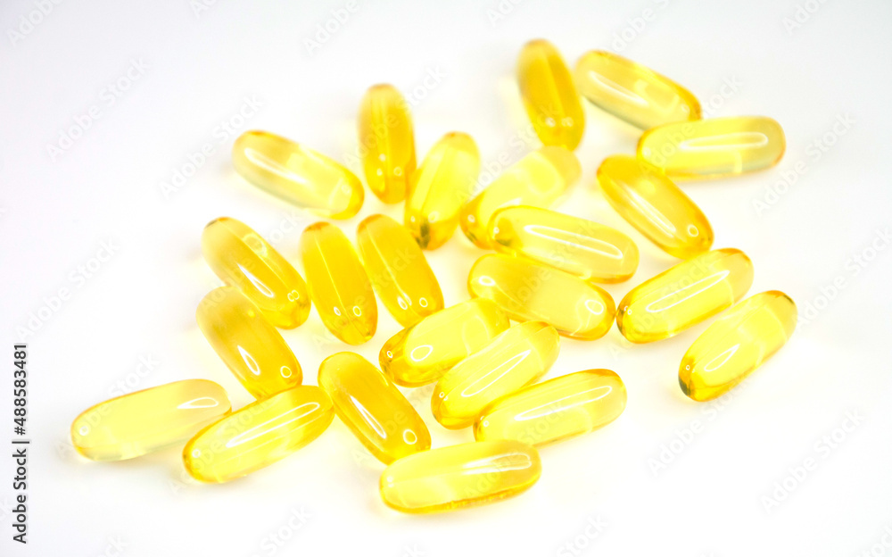 Omega 3 vitamins and vitamin d capsules isolated Omega 3 vitamins and vitamin d capsules isolated