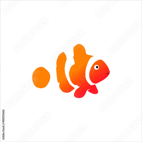 Simple cute clown fish an animal in gradient cartoon vector