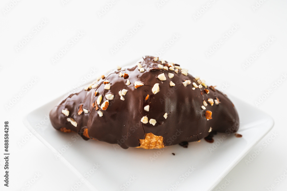 croissant chocolate cake isolated on white background croissant chocolate cake isolated on white background
