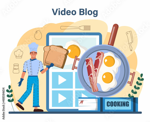 Cooked eggs online service or platform. Scrambled, fried, omelette