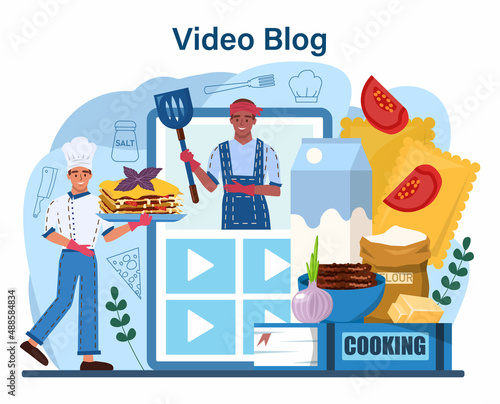 Tasty lasagna online service or platform. Italian delicious cuisine