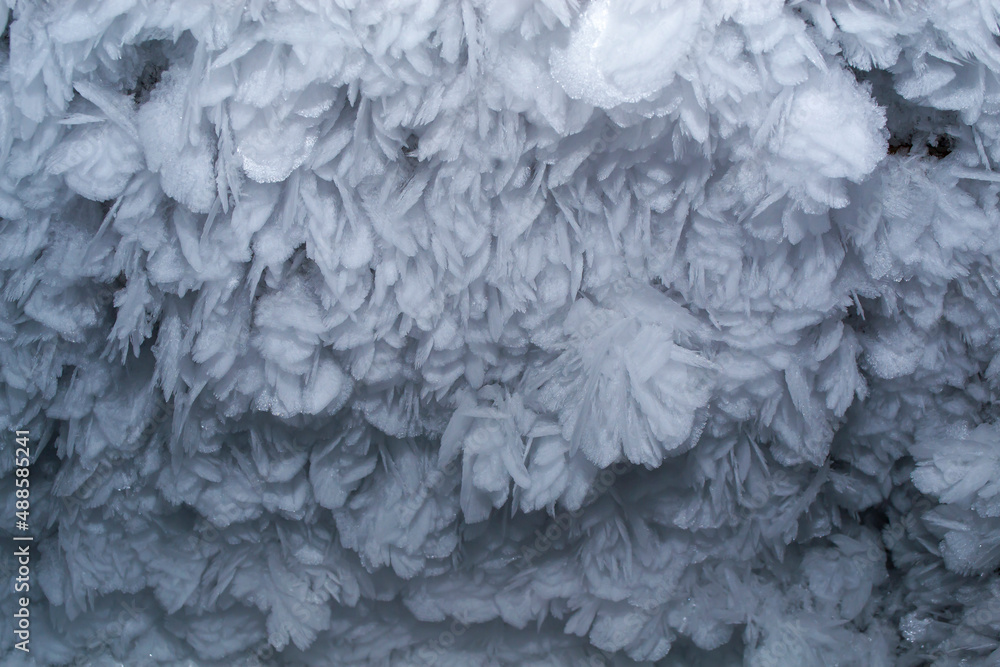 The texture of frozen snowflakes on the ceiling of the cave. The texture of frozen snowflakes on the ceiling of the cave.