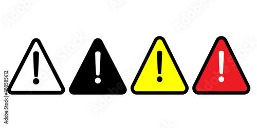 Vector illustration. yellow, red and black triangle.signWarning sign triangle. Set of caution icons photo