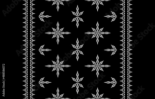 Beautiful Ethnic abstract ikat art. Seamless Kasuri pattern in tribal, folk embroidery, floral geometric art ornament print. Design for carpet, wallpaper, clothing, wrapping, fabric, cover.