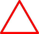細い線の赤い三角形マーク　ベクターイラスト