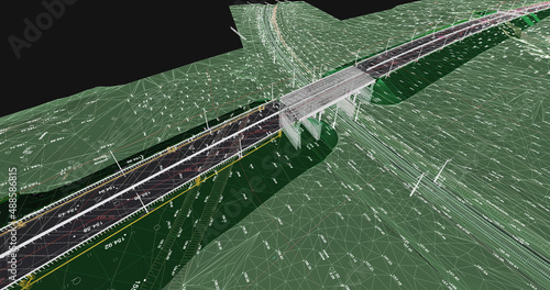 The BIM model of the object of transport infrastructure of wireframe view