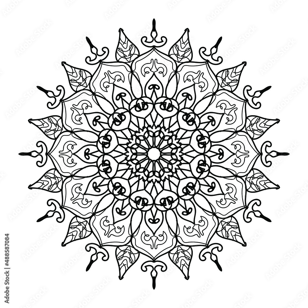 Hand drawn mandala. decoration in ethnic oriental  doodle ornament.