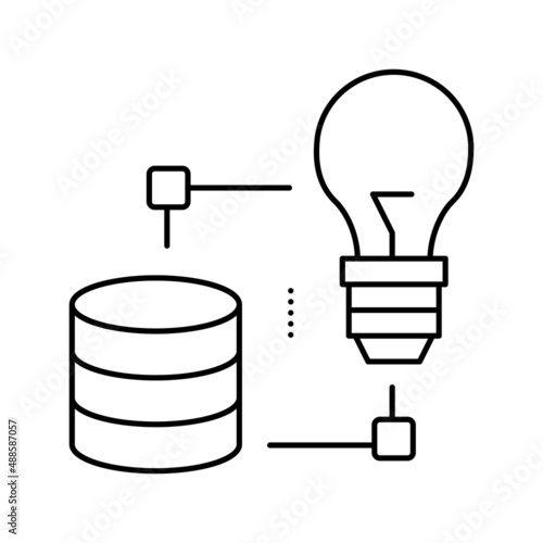 idea realization digital processing line icon vector illustration