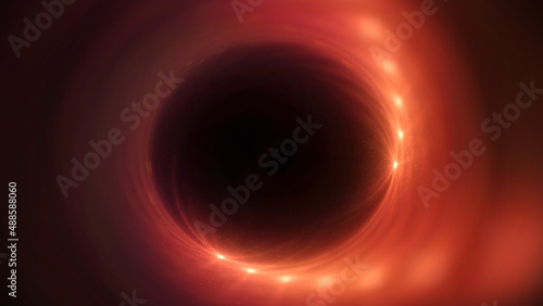 Bright abstract background with leaks. Blurred lighting tunnel. Magic portal. Vivid sphere lens 