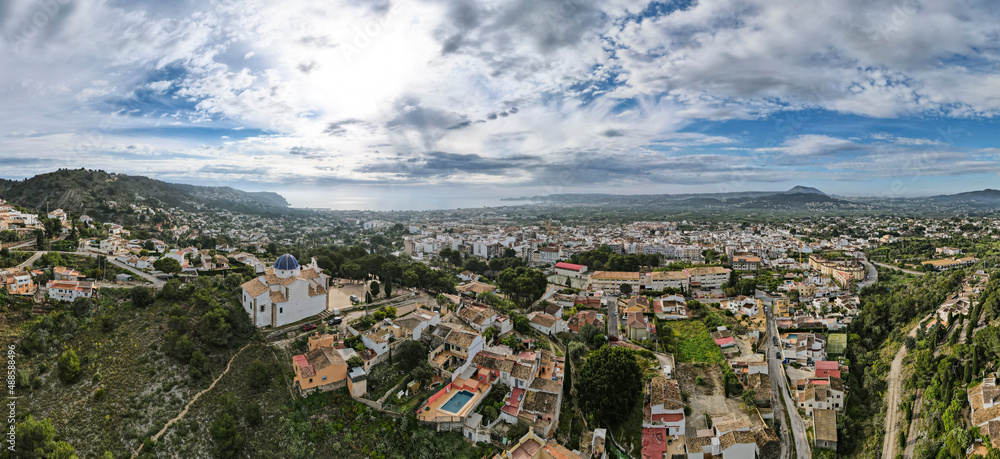 Aerial views from Javea`s town in a cloudy day