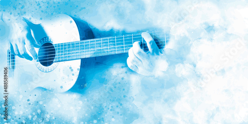 Guitar music illustration with abstract effects.