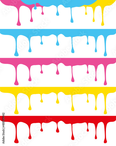 Dripping strips of paint. Vector banners set.