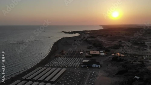 aerial photography sunset beach sea evening