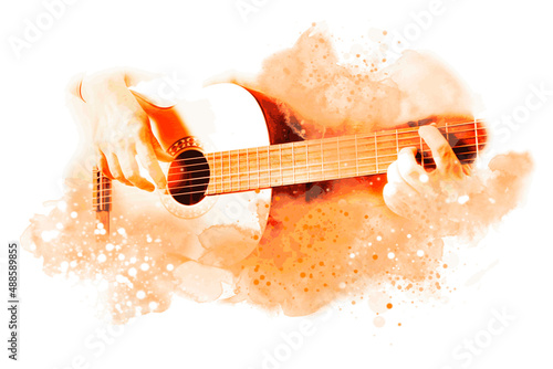 Guitar music illustration with abstract effects.