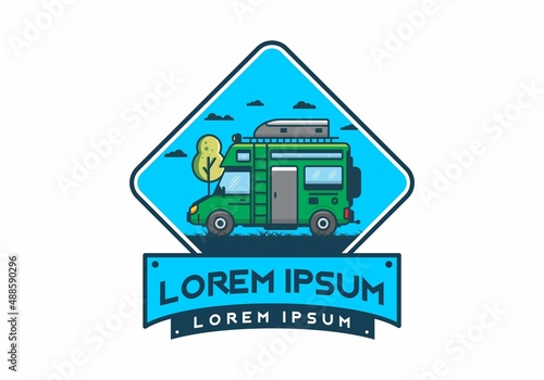Motorhome with roof box flat illustration