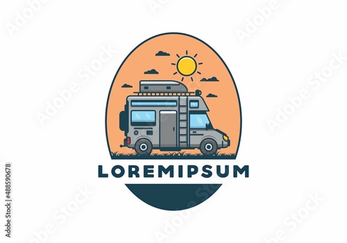Motorhome with roof box flat illustration