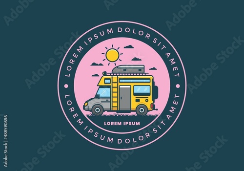 Motorhome with roof box flat illustration