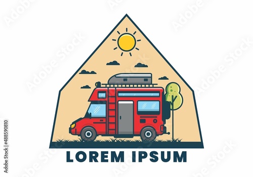 Motorhome with roof box flat illustration