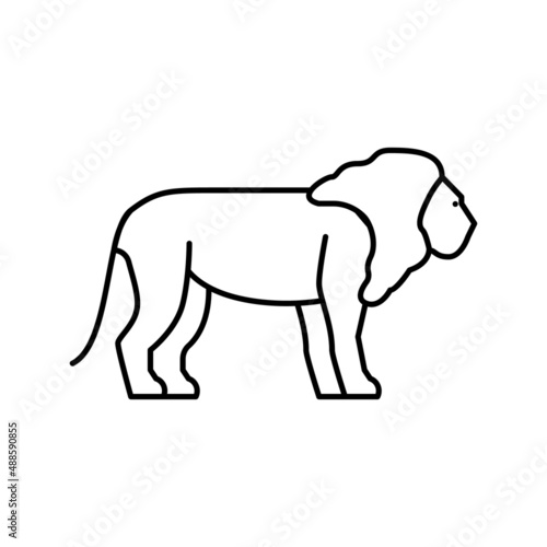 lion animal in zoo line icon vector illustration © vectorwin