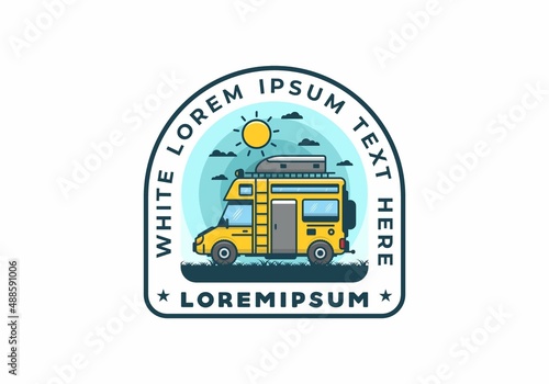 Motorhome with roof box flat illustration