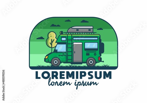 Motorhome with roof box flat illustration
