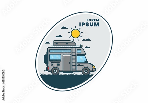 Motorhome with roof box flat illustration