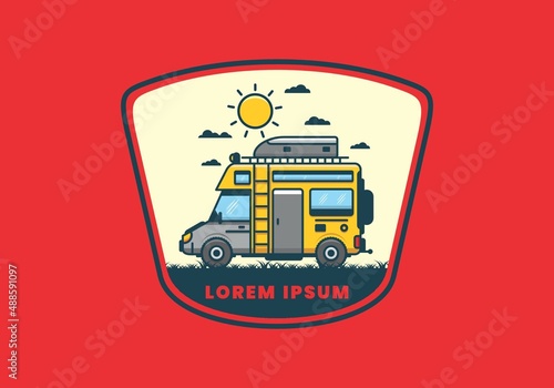 Motorhome with roof box flat illustration