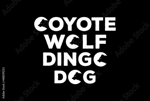 Coyote Wolf Dingo Dog Text Type Word Font Typography Logo Design Vector