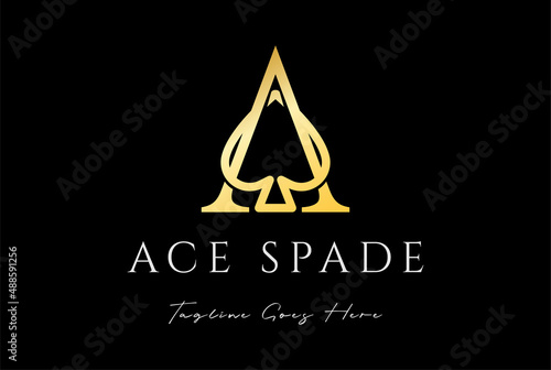 Billede på lærred Luxury Golden Letter A for Ace Spade Scoop Monogram Logo Design Vector