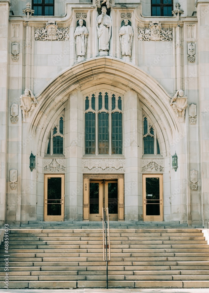 Architectural details of the Masonic Temple, in Detroit, Michigan