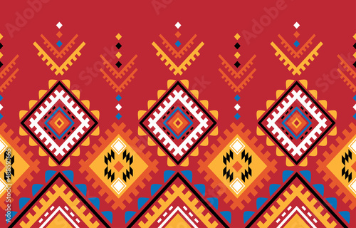 Ethnic abstract rhombus pattern art. Seamless pattern in tribal, folk embroidery, and Mexican style. Aztec geometric art ornament print.Design for carpet,  clothing, wrapping, fabric, cover, textile