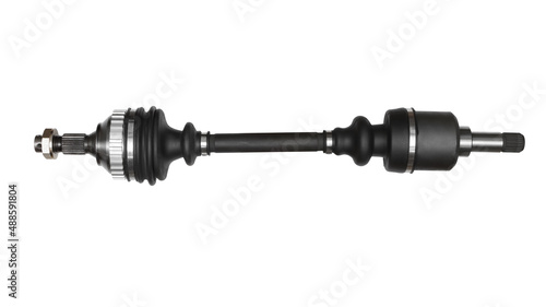 New driveshaft. Car spare part isolated on white.
