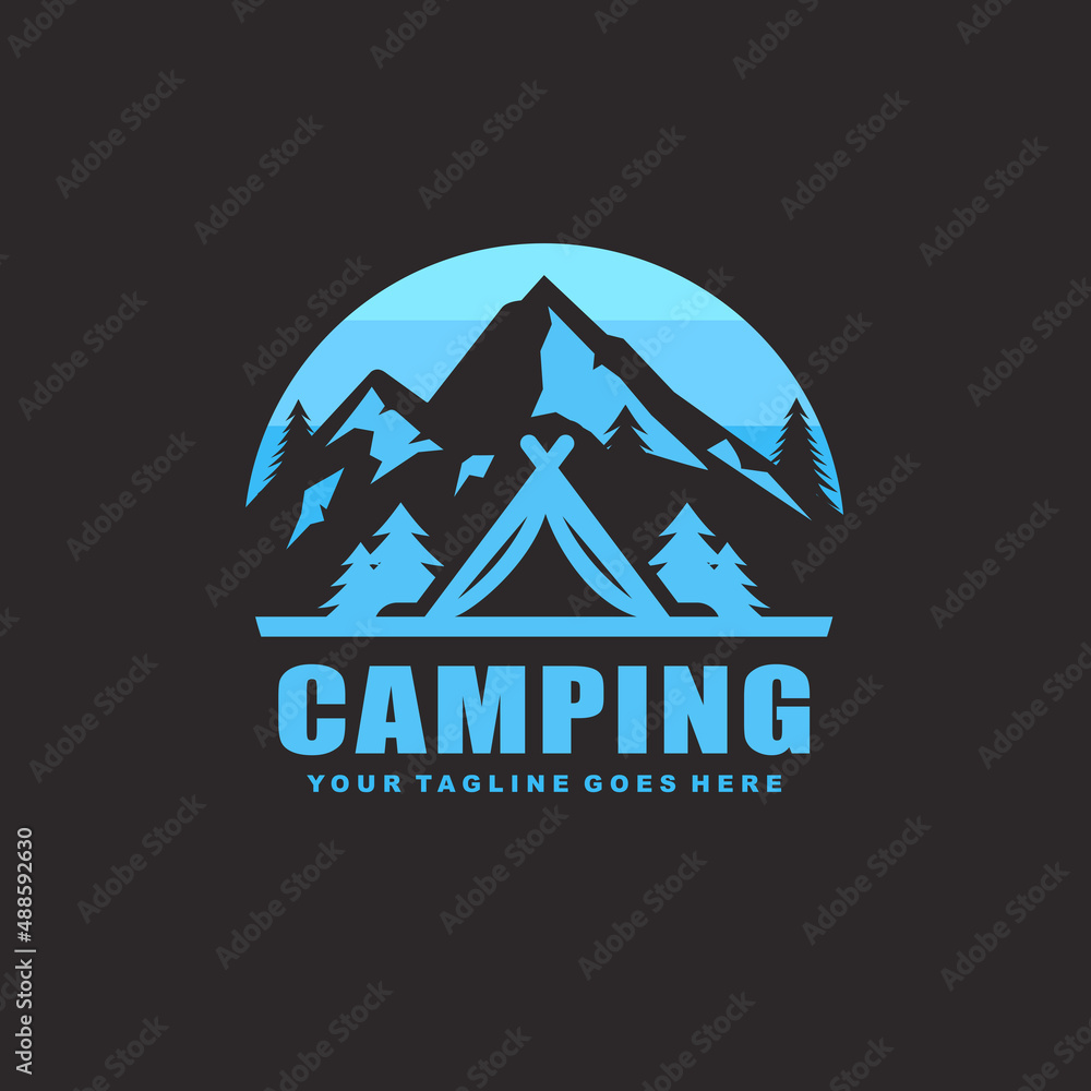 Fototapeta premium Camping logo design vector illustration