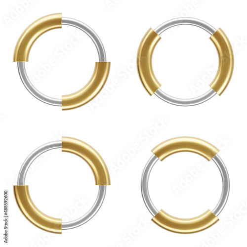 Wallpaper Mural Combination of gold and silver rings. Realistic metal objects set over true white background. Trendy 3d illustration. Torontodigital.ca