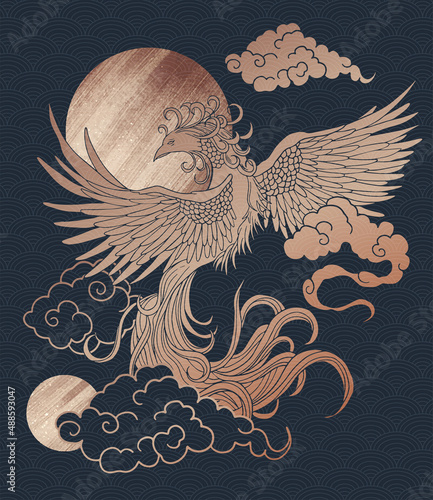 abstract illustration of mythological bird phoenix Fenghuang