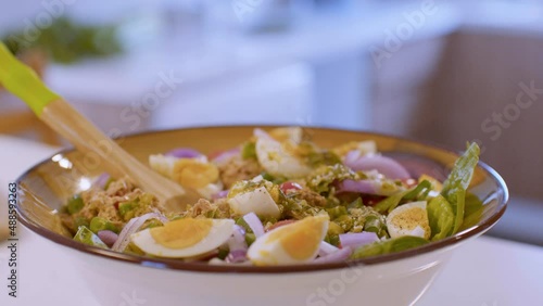 Healthy vegetable salad on the plate.
