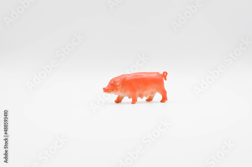 pig.plastic toy on a white background