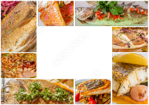 collage de poissons cuisinés 
