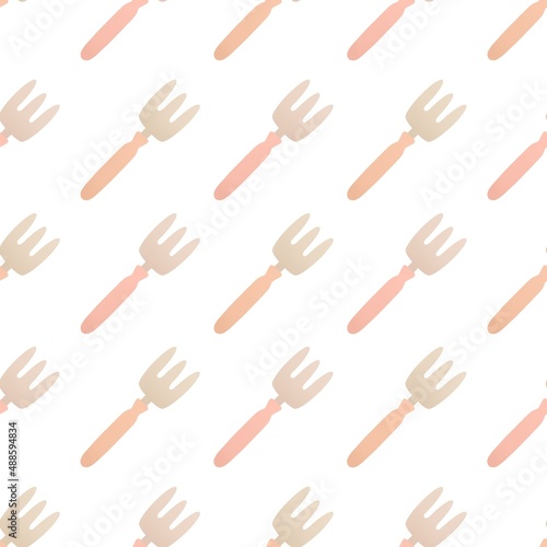 cute spring gardening pattern for kids - little pink rake on white background