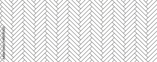 Herringbone floor pattern. Seamless tile background. Outline cladding print. Paving masonry. Ceramic plank texture. Geometric architectural grid. Scandinavian monochrome panel. Vector illustration