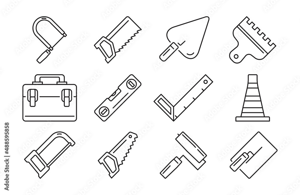 Construction tools. Set of icons on a white background Construction tools. Set of icons on a white background