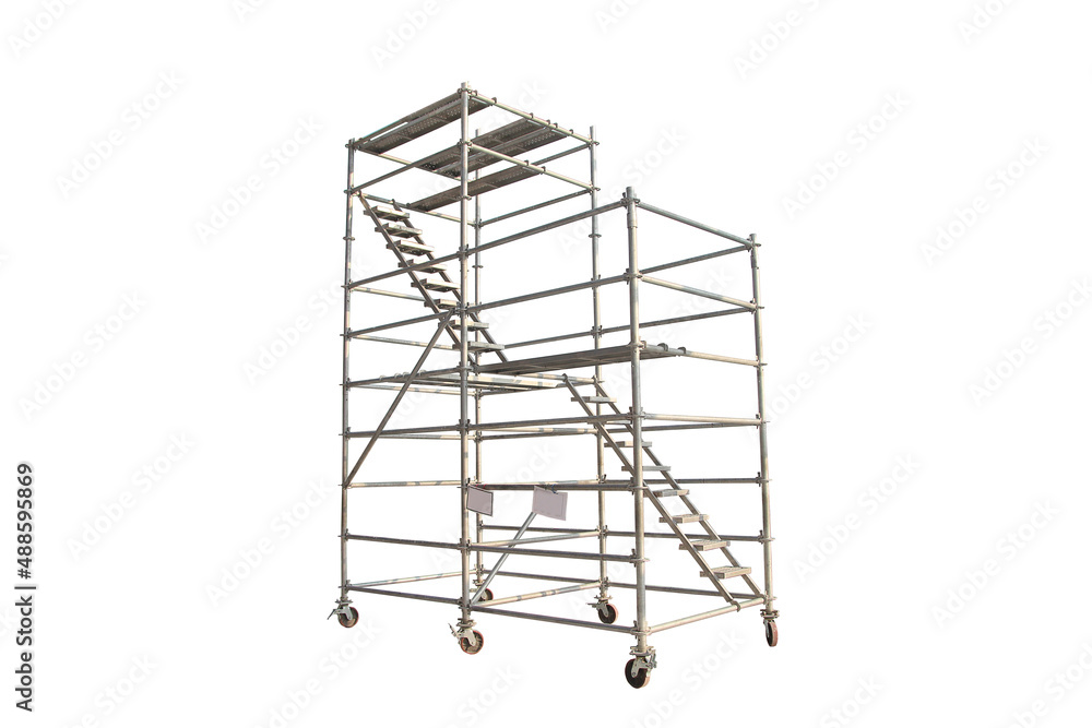 scaffolding, white background, used in construction. scaffolding, white background, used in construction.